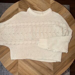 Planet Gold Cream Cable Knit Sweater